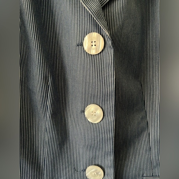 Dress Barn Blue Pin Striped Button Front cotton blend Blazer NWT Size Small - Picture 2 of 6